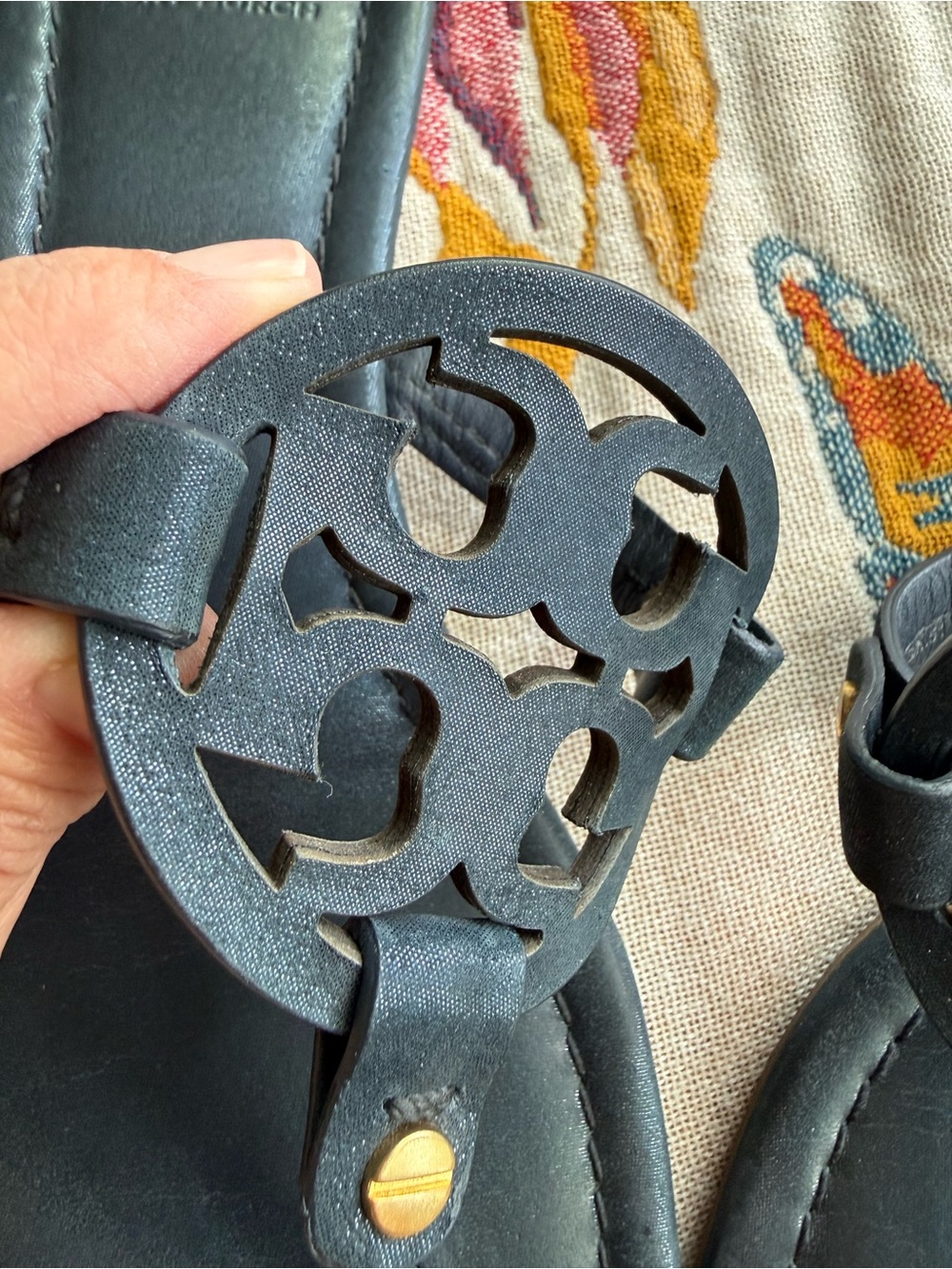 Tory Burch Miller Sandals in Metallic Blue - Picture 7 of 7